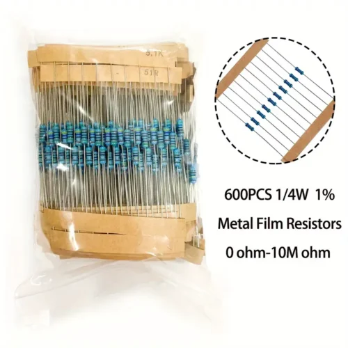 Kit resistori pellicola metallica 600 pezzi 1/4W 60 valori tolleranza 1%