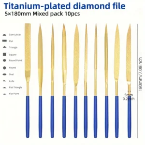 Set lime diamantate rivestimento titanio 3x140mm tempra alta frequenza