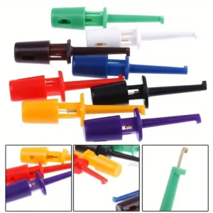 Set 10 sondine multimetro clip gancio pinze plastica durevoli laboratorio