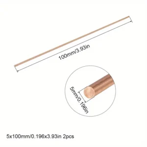2pz Tubo rame rosso puro 99,9% diametro 5mm lunghezza 100mm metallo alta purezza