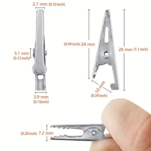 50x clip coccodrillo metallo 28mm morsetti molla test elettrici laboratorio
