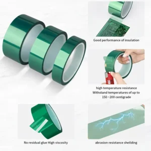 Rotolo nastro PET 33mx5mm verde alta temperatura vetro PCB impermeabile