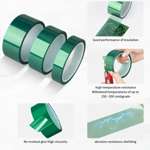 Rotolo nastro PET 33mx5mm verde alta temperatura vetro PCB impermeabile
