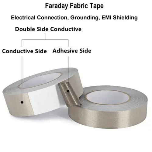 Nastro conduttivo tessuto Faraday 10mmx20mt protezione EMI interferenze RFID