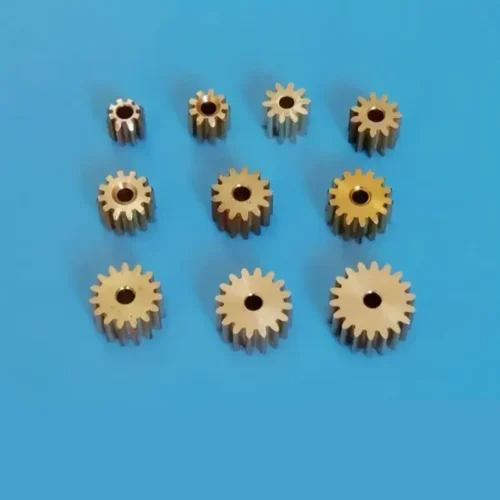 1903-1.webp Set 5 ingranaggi rame modulo 0,5 8 denti apertura 2mm metallo fai-da-te