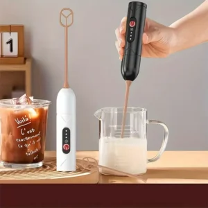 Frullatore elettrico ricaricabile latte schiumatoio miscelatore USB NERO