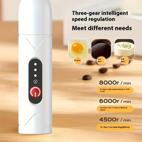 Frullatore elettrico ricaricabile latte schiumatoio miscelatore USB NERO