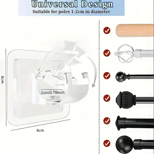 Set 4 supporti staffe tenda autoadesivi trasparenti ganci parete decorazione