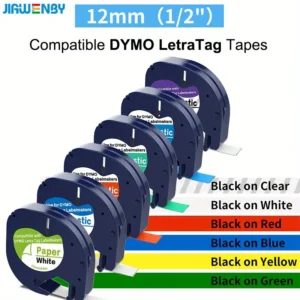 Nastro adesivo BIANCO SU NERO per Dymo Letratag Labeling Maker 16952-16935