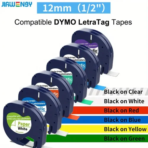 Nastro adesivo BIANCO SU NERO per Dymo Letratag Labeling Maker 16952-16935