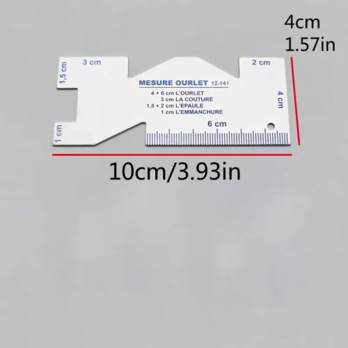 Strumento misurazione tessuto sartoria cucito grigio argento 10cm x 4cm