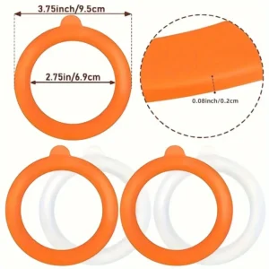 8 anelli tenuta ermetici silicone barattoli mason BPA free resistenti calore