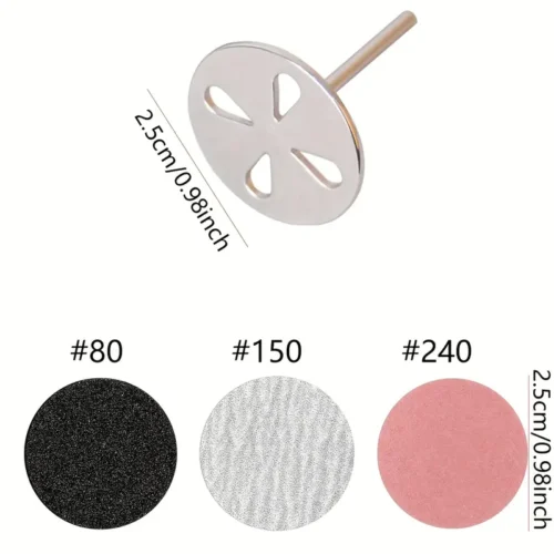 60x carta abrasiva 25mm disco metallico sostitutivo pedicure cuticole beige