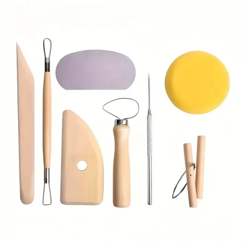 1959-1.webp Set 8 utensili ceramica legno modellatura scultura argilla cera