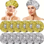 2 cuffie doccia riscaldate ARGENTO foglio latta condizionamento capelli salone