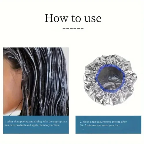 2 cuffie doccia riscaldate ARGENTO foglio latta condizionamento capelli salone