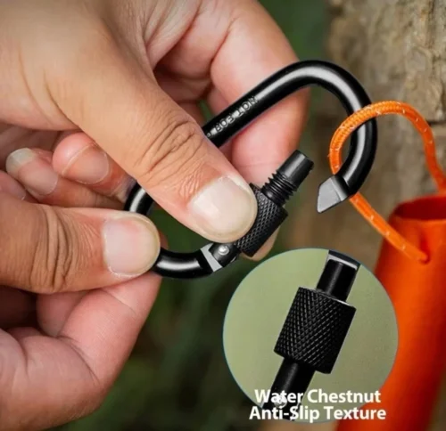 4x Gancio Molla Tipo D Vite Porta Fibbia Lega Nera Campeggio Pesca