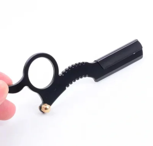 Rasoio Pieghevole Manuale Acciaio Inossidabile Vintage Mini Sicuro NERO