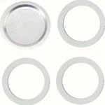 Set 4 guarnizioni silicone filtro moka espresso 6 tazze alluminio acciaio
