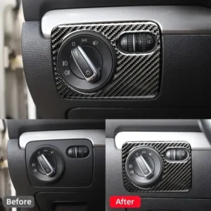 1x Adesivo Interruttore Faro Auto Fibra SINISTRA per VW Golf 6 R MK6 09-16