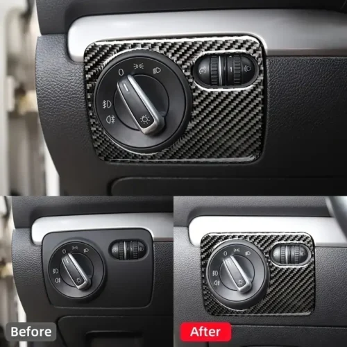 1x Adesivo Interruttore Faro Auto Fibra SINISTRA per VW Golf 6 R MK6 09-16