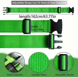 2x Cinghie Bagagli Poliestere Spandex Regolabili Antifurto Viaggio NERE