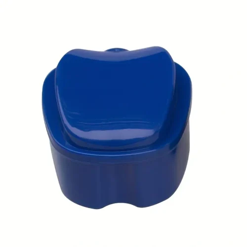 1x custodia Igiene Dentale Plastica Filtro Custodia Lavaggio Protesi BLU SCURO