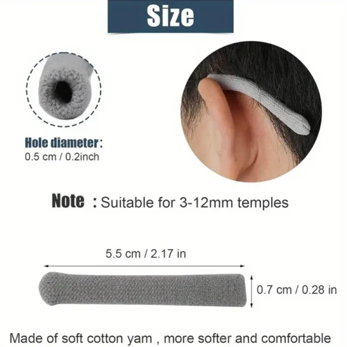 4x Cuscinetti Occhiali Maglia Punte Aste Antiscivolo Lettura Outdoor NERO