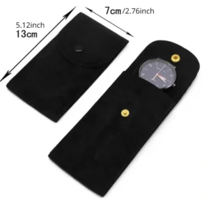 1x Custodia Orologio Viaggio Camoscio Chiusura Ribalta NERA Premium
