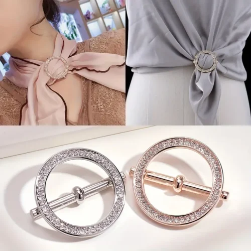 1x Fibbia Regolabili Cerchio Scialli Sciarpe Multifunzione Elegante ARGENTATO