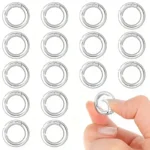10x Clip Portachiavi Rotondi Anelli Moschettoni Chiavi Argentati Borse