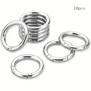 10x Clip Portachiavi Rotondi Anelli Moschettoni Chiavi Argentati Borse