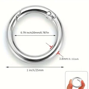 10x Clip Portachiavi Rotondi Anelli Moschettoni Chiavi Argentati Borse