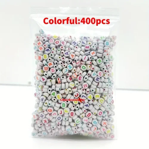 400x Perline alfabeto acriliche multicolore 4x7mm bracciale nome