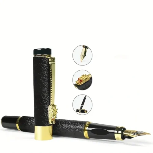 1x Penna fontana con 10x cartucce inchiostro nera punta fine calligrafia