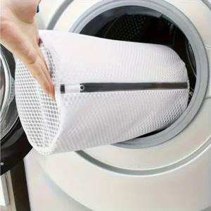 1x Sacchetto lavabili scarpe poliestere bianco tasca rete