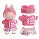 Vestiti bambole per Labubu completo casual gonna peluche colori misti