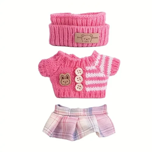 Vestiti bambole per Labubu completo casual gonna peluche colori misti