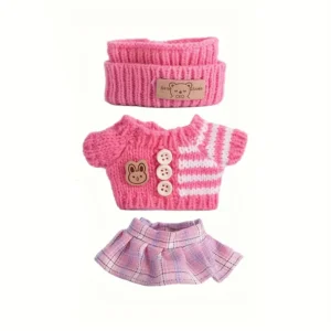 Vestiti bambole per Labubu completo casual gonna peluche colori misti