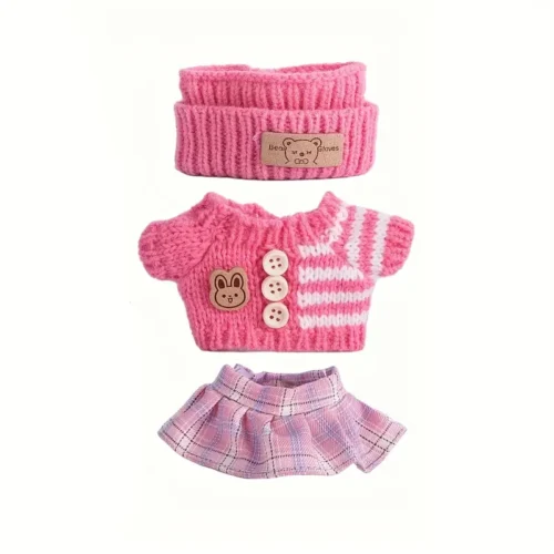 Vestiti bambole per Labubu completo casual gonna peluche colori misti