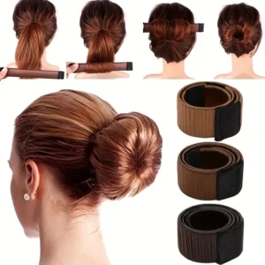1x strumento creare chignon nero twist modello donut parruca sintetica nero