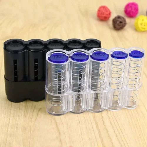 1x portamonete creativo trasparente comparti euro custodia nera resistente