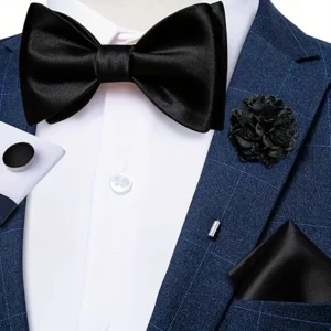 set elegante papillon formale uomo fazzoletto taschino gemelli