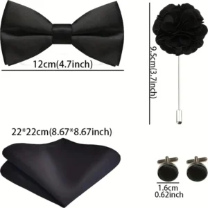 set elegante papillon formale uomo fazzoletto taschino gemelli