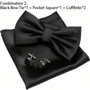 set elegante papillon formale uomo fazzoletto taschino gemelli