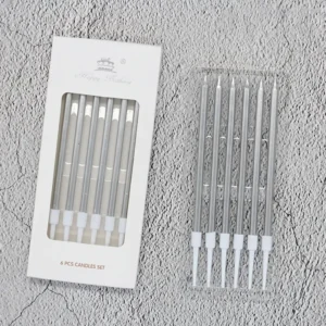 6x candele argentate metallo elettroplaccato cena romantica feste