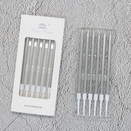 6x candele argentate metallo elettroplaccato cena romantica feste