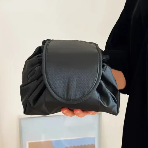 grande borsa trucco poliestere tasca interna organizer viaggio nera