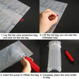 6x sacchetti protettivi bottiglie vino viaggio bolle cuscinetto rosso