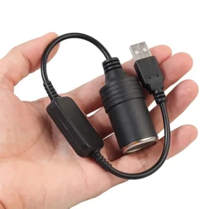 cavo conversione 12V auto a USB A maschio nero resistente ricarica universale